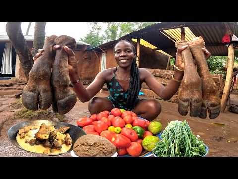 100% Natural  Cow 🦵 Leg  Soup l |No Oil Meal After Christmas 🎄 |African village Life