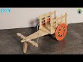 DIY How To Make Toy Bullock Cart Miniature From Popsicle Stick Ice Creams Stick Craft Easy Craft