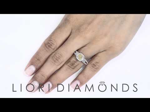 FD-568 - 1.39 CT. Fancy Yellow Cushion Cut Diamond Engagement Ring 14K Gold Vintage Style