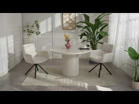 Drehbarer Armlehnenstuhl CORPA 2er-Set Cremeweiß