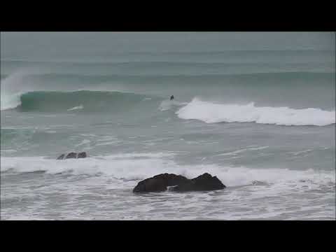 Surfing solid swell at Little Fistral