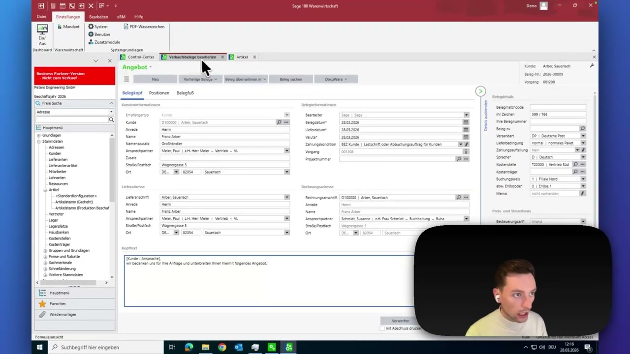 Sage 100 Docuware-Integration - oneclick Belegzugriff
