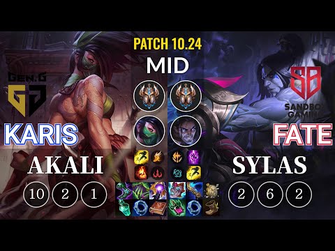 GEN Karis Akali vs SB FATE Sylas Mid - KR Patch 10.24