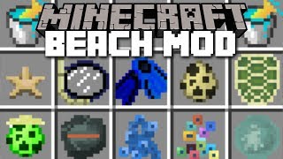 Minecraft BEACH MOD / PLAY IN THE SAND AND FIGHT FISH!! Minecraft