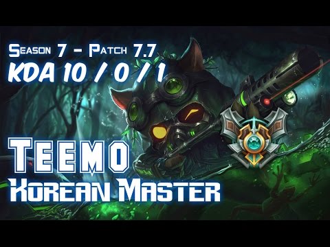 TEEMO KOREAN MASTER vs FIZZ Top - Patch 7.7 KR Ranked