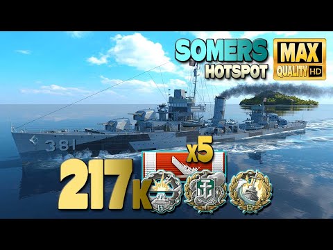 Destroyer Somers on map Hotspot, 216k damage - World of Warships