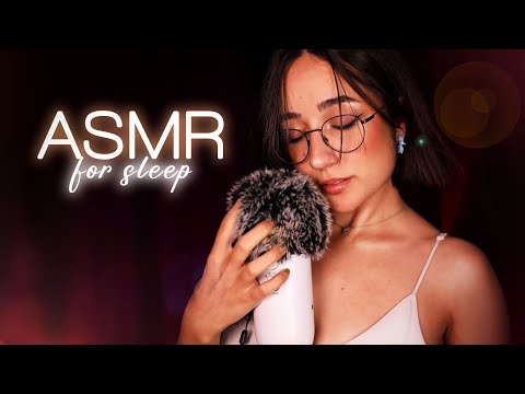 ASMR | Fluffy Mic Brushing, Mouth Sounds & Close Whispers 💖 (1 Hour w/ black screen)
