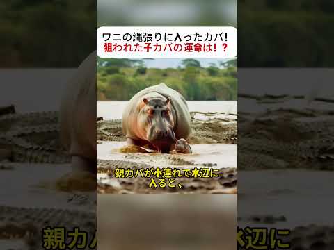 ワニの縄張りに入ったカバ！ 狙われた子カバの運命は！？ #カバ #ワニ #野生動物 #自然界 #動物ドキュメンタリー