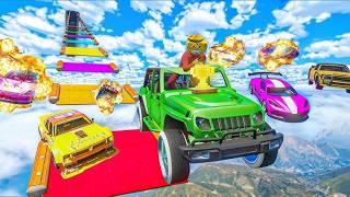 MEGA RAMPA CON COCHES ALEATORIOS PERO EL ÚLTIMO EXPLOTA! LOCURA! - GTA 5 ONLINE