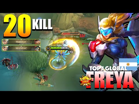 Freya Double Maniac! 20 Kill No Mercy! | Top 1 Global Freya Gameplay By Billie Eilish | MLBB