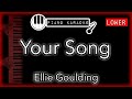 Your Song (LOWER -4) - Ellie Goulding - Piano Karaoke Instrumental