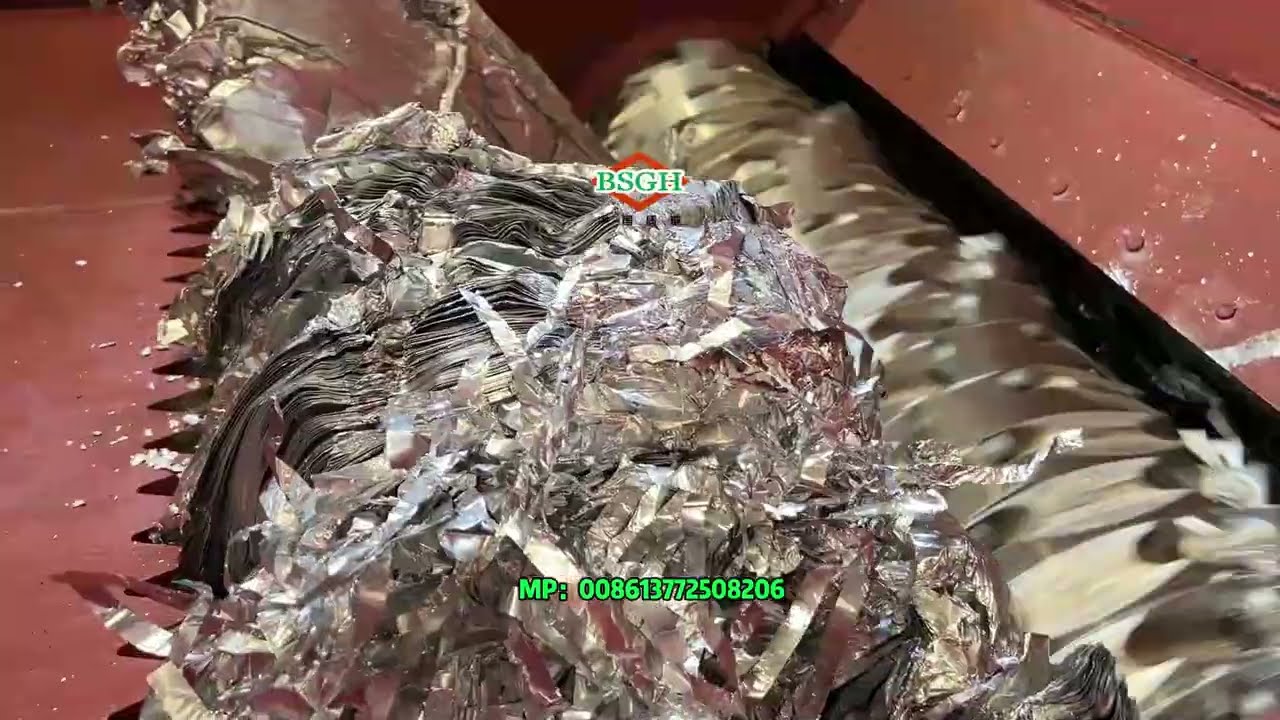 This Single Shaft Shredder Eats Aluminum Scrap Bales!  75KW Metal Shredder Power