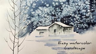 Anyone Can Paint This Winter Landscape | Easy Watercolor painting❄️