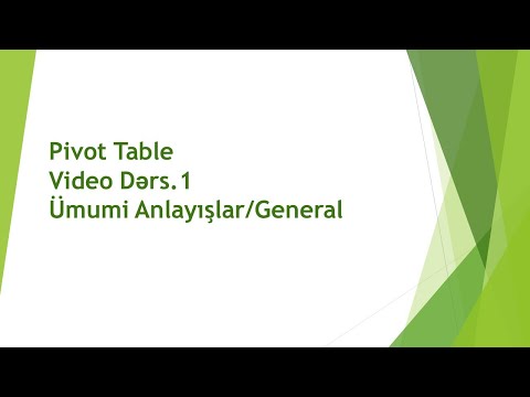 Pivot Table_Video Dərs_1 (Ümumi Anlayışlar / General)