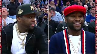 Floyd Mayweather &amp; 50 Cent at Game 2 - Warriors vs Kings