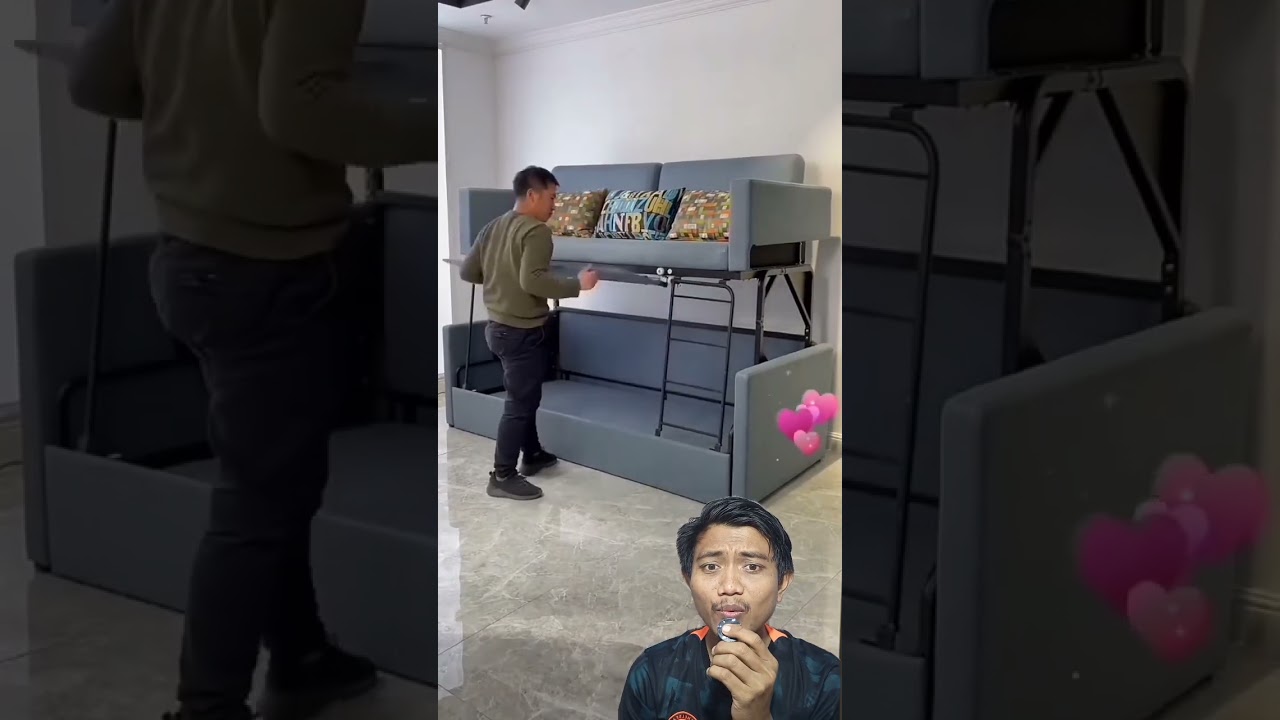 Sofa Jadi Tempat Tidur Tingkat‼️ #furniture #realwoodfurniture07 #sofa #interiordesign #bed