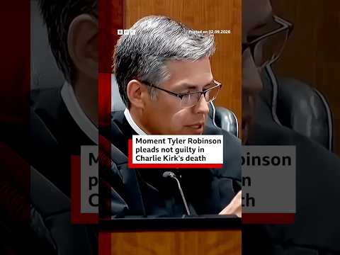 Moment Tyler Robinson pleaded not guilty to the murder of Charlie Kirk. #BBCNews