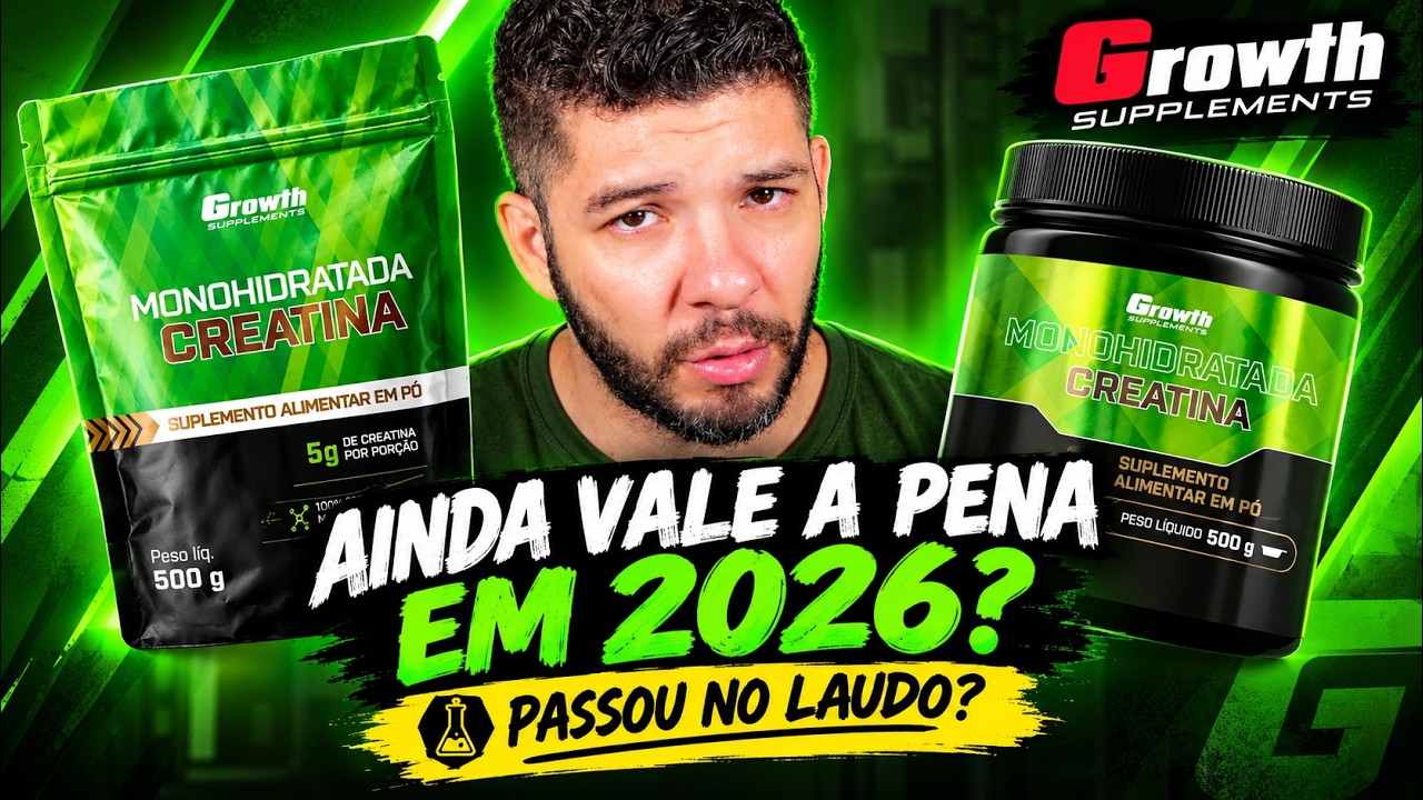 Miniatura da avaliação em vídeo de Creatina Growth Supplements Monohidratada em Pó 500g Natural / Sem Sabor