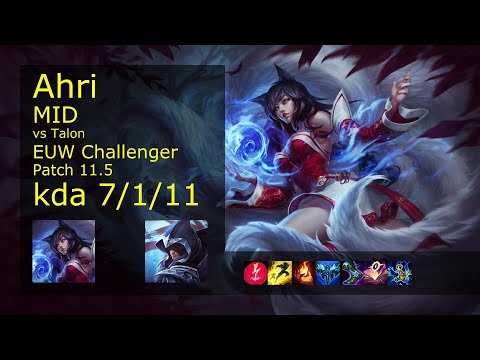 Ahri Mid vs Talon - EUW Challenger 7/1/11 Patch 11.5 Gameplay