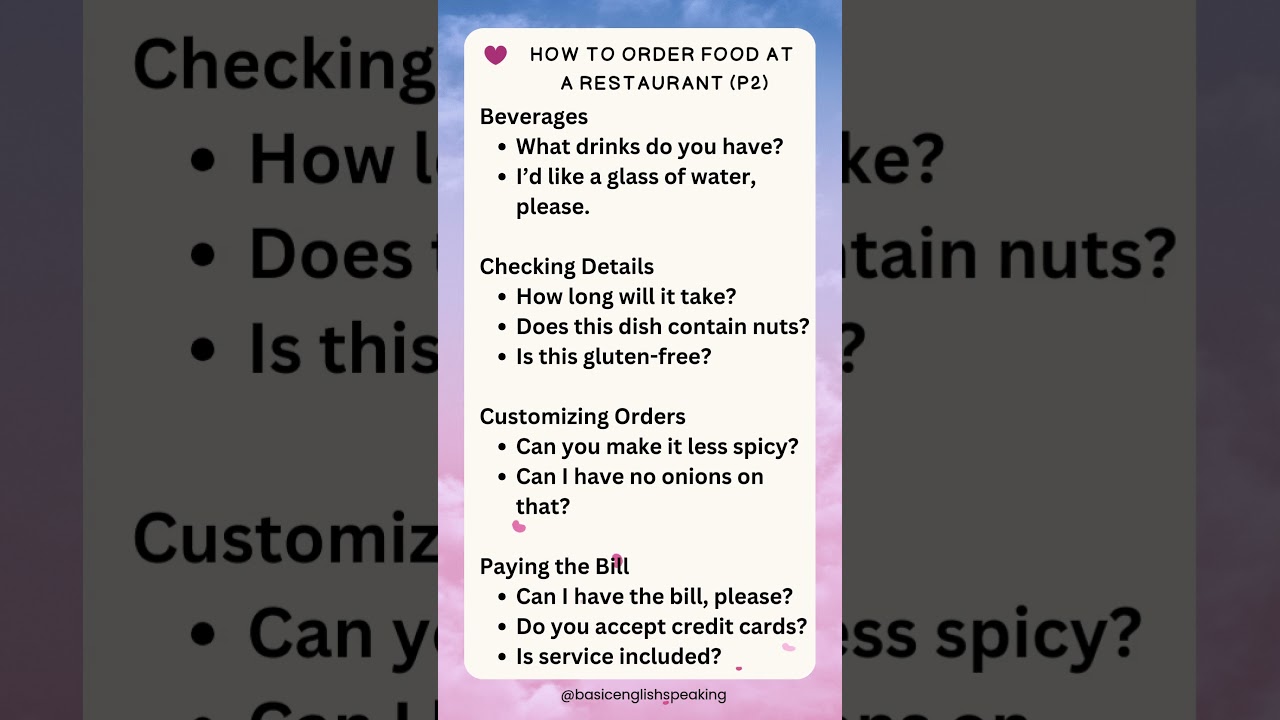 How to order food at a restaurant (Part 2)