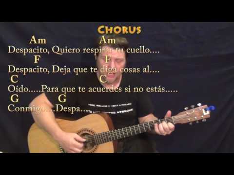 Despacito (Luis Fonsi/Justin Bieber) Fingerstyle Guitar Cover Lesson in Am with Chords/Lyrics