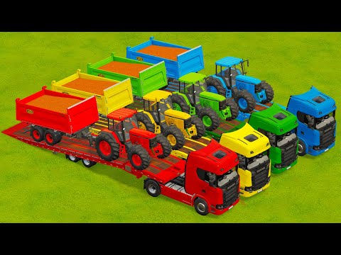 LOAD SORGHUM AND TRANSPORT WITH COLORED MINI TRACTORS & SCANIA TRUCKS - Farming Simulator 22