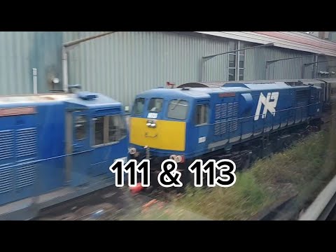 NIR 111 Class locos 113 & 111 & IE 201 Class locos 228 & 231 at York Road Depot. 21/4/23 & 21/5/23