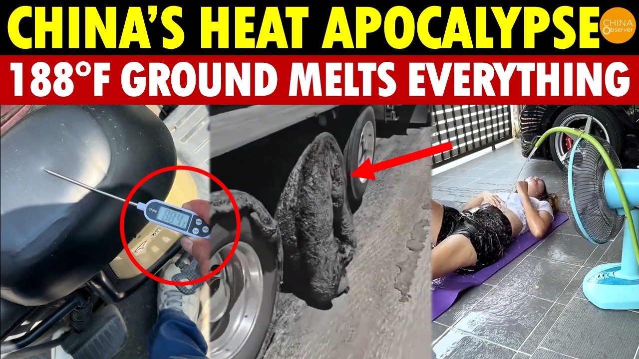 188°F Heatwave Persists! Half of China Roasted! Cars Melt, Tires Turn To Sludge, Roads Explode
