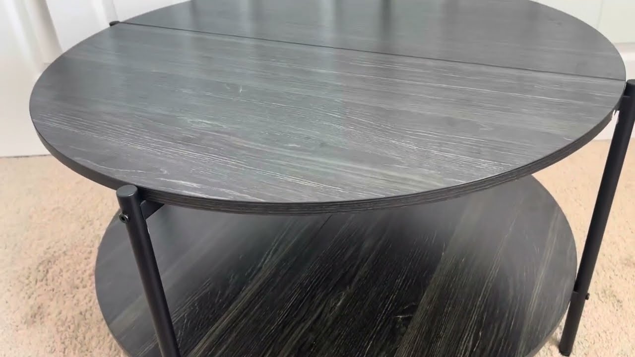 WLIVE Round Coffee Table, Living Room Table with 2 Tier Storage Shelf Review