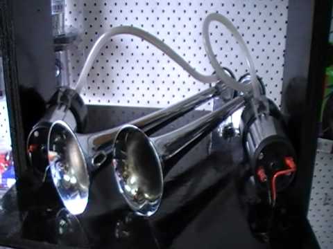 Air Horn Truck/Car SUPA LOUD TWO AIR COMPRESSORS Chrome Metal JGR-621