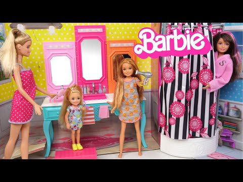 Barbie Doll Family Summer Night Routine in Dreamhouse