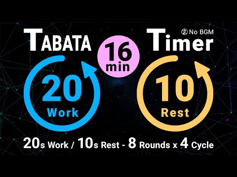 16-Minute TABATA Timer: 20s Work / 10s Rest - 32 Rounds (No Music)