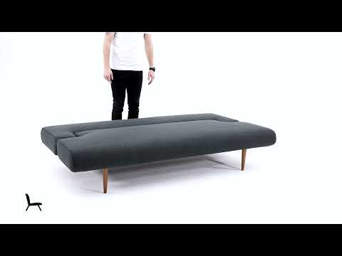 Unfurl Fabric Sofa Bed w/Dark Wood Legs by Innovation Living Furniture