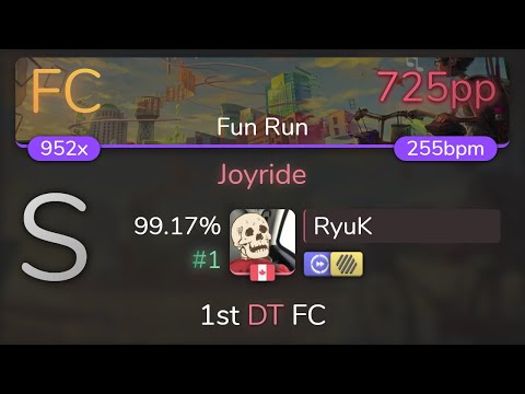 [Live] RyuK | Draper - Joyride [Fun Run] 1st +HDDT FC 99.17% {#1 725pp FC} - osu!