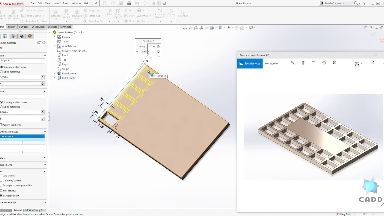 SolidWorks Tutorial for Beginners #60 - How to Create Linear Pattern