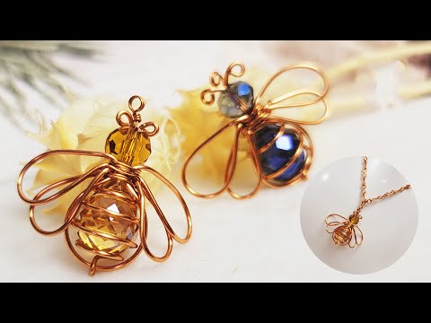 Jewellery making at home | Bee pendant from crystal and copper wire
