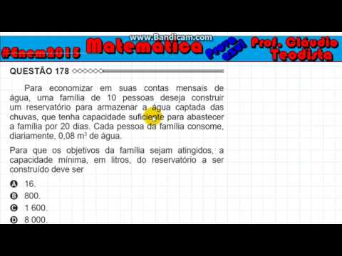 Enem 2015  - matemática - azul - questão 178 (regra de três transformação de unidade)