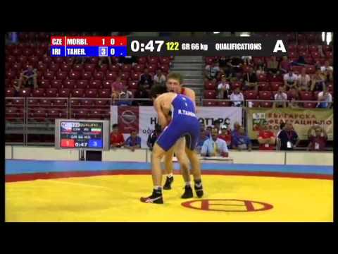 R.Taheri (IRI) vs M.Morbitzer (CZE) 66kg Qualifications - GR - 2013 Junior World Championships