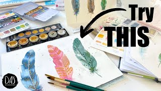 How to Paint Pretty Watercolor Feathers with Doodles!