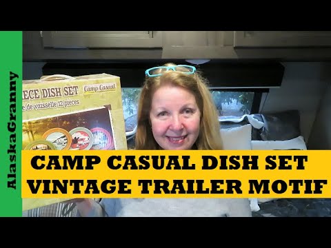 RV Trailer Camp Casual Dish Set Vintage Look Melamine Dishes