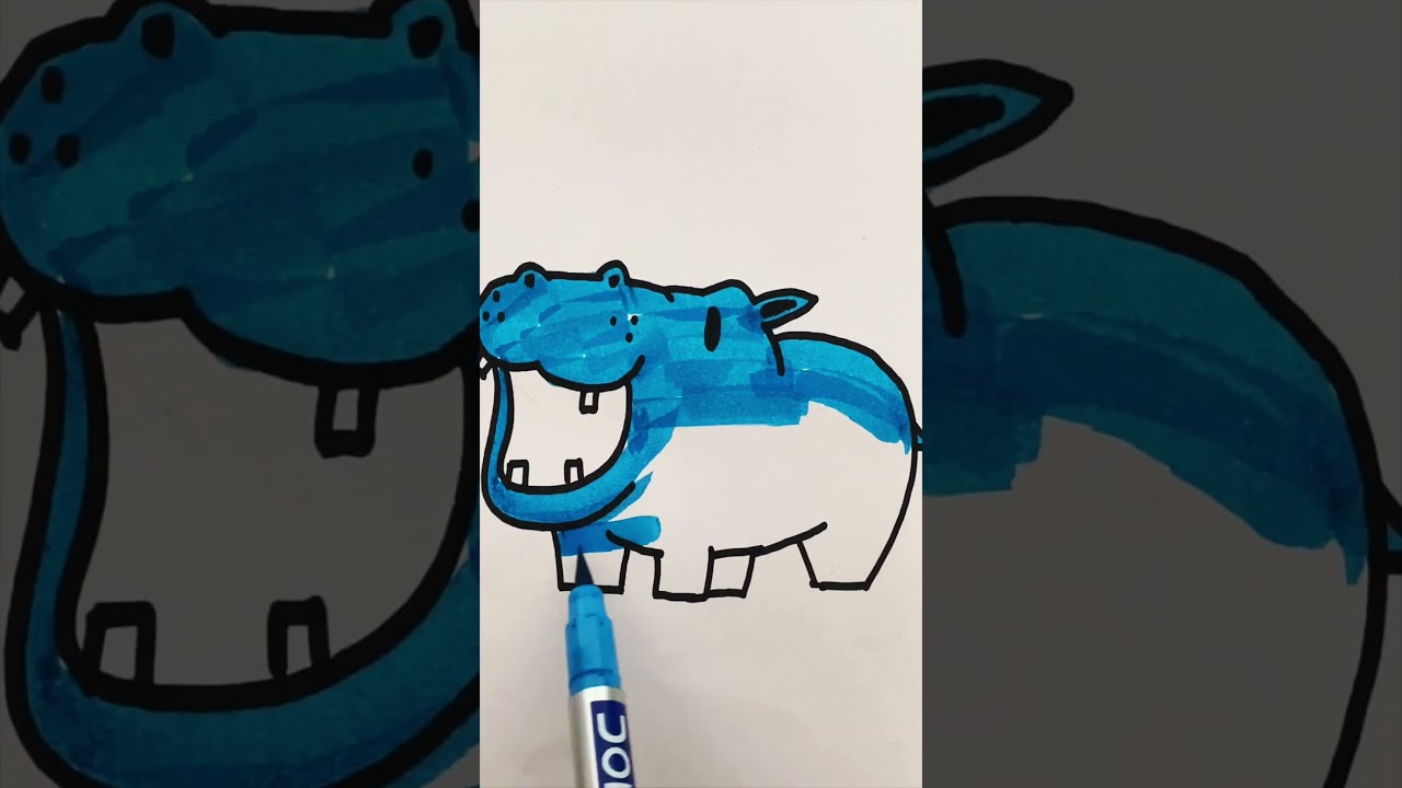 Blue hippo | cartoon | doodle | art