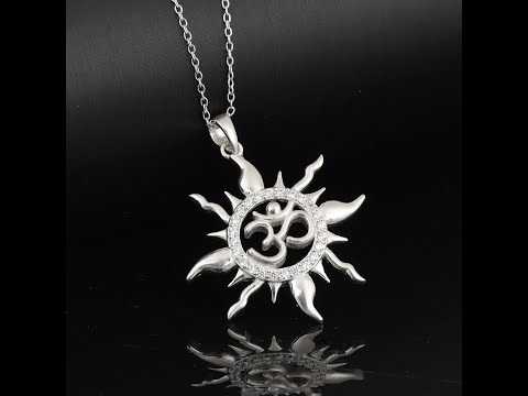 SHPN-1227 925 Sterling Silver Om Surya Religious Necklace For Unisex Pendant