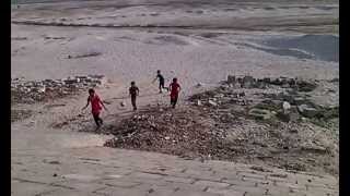 Uneven sand, cement blocks tackling and slope tackling towards 60 degree up