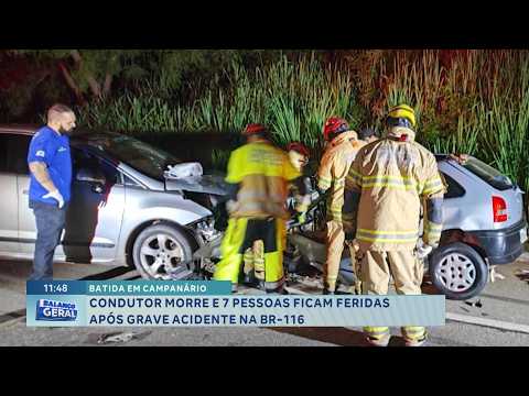 Batida em Campanário: Acidente na BR-116 mata um e fere sete.