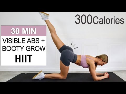 30 Min Visible Abs + Butt Lift HIIT |Lose Belly Fat and Shape your Glutes, Burn 300 Cal,No Equipment