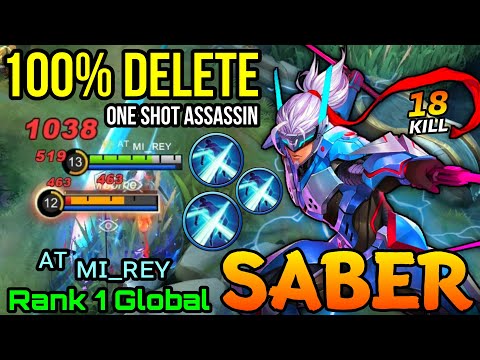 18 Kills Saber The One Shot Assassin! - Top 1 Global Saber ᴬᵀ ᴍɪ_ʀᴇʏ - MLBB
