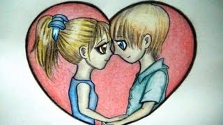COMO DIBUJAR UNA PAREJA ENAMORADA  (Dibujo FÁCIL de amor)