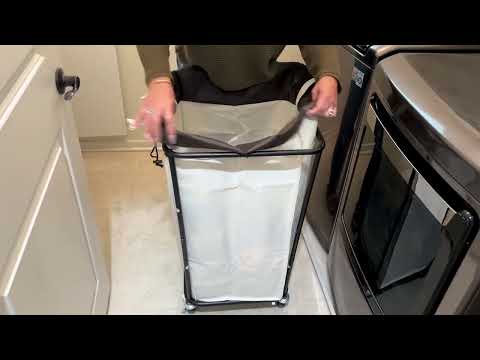 Laundry Hamper with Wheels, 160L Large Laundry Basket 2 Section Laundry Bag Laundry Cart  Review