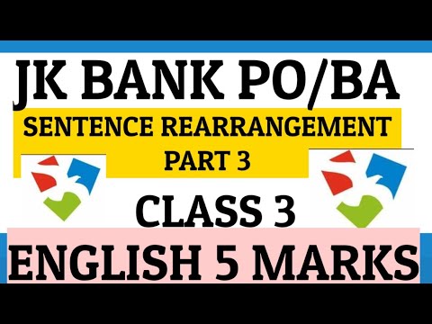 JK BANK PREVIOUS YEAR EXAM QUESTIONS|SENTENCE REARRANGEMENT| 5 MKS TOPIC |CLASS 3 ENGLISH|9419145317