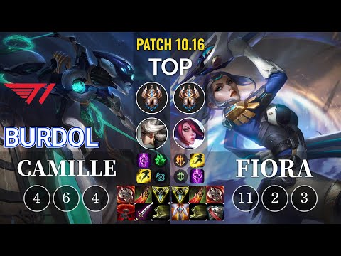 T1 Burdol Camille vs Fiora Top - KR Patch 10.16